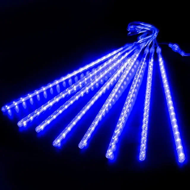 No-EN-Name-Null Outdoor Garden Waterproof RGB Multicolor LED Lights Plastic Shell Solar-Powered Realistic Meteor Shower Long Raindrops Design Light Ropes-String Lights/Colors-Clear/Blue/Red/White/Multicolor