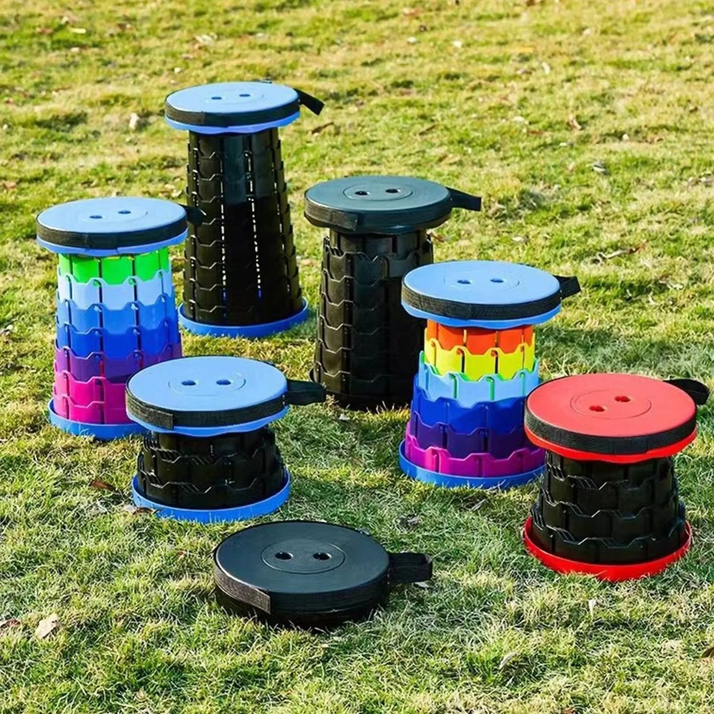 Outdoor Hard Plastic Round Flat Folding Chairs/Colors-Multicolor/Black/Blue/Red/Orange