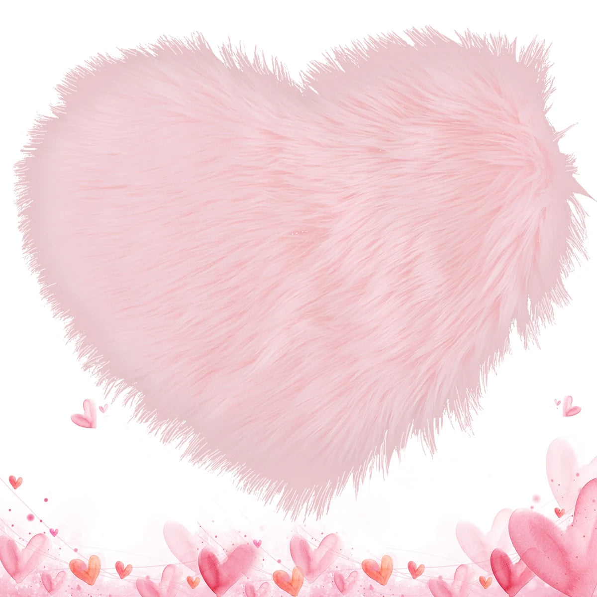 No-EN-Name-Null Indoor Soft Plush Fluffy Pink Heart Microfiber Non-Slip Bottom Doormats/Sizes: 30 x 40cm