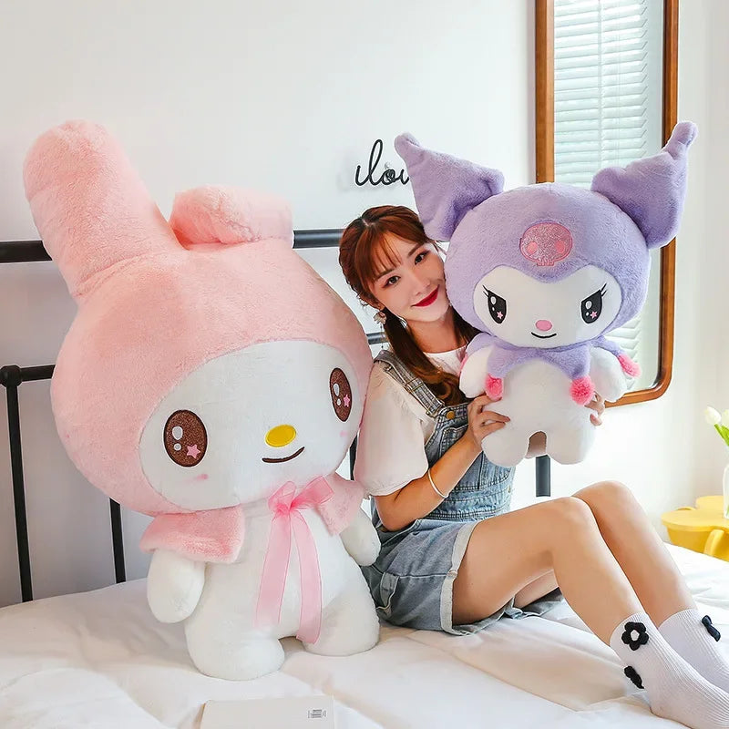 MINISO Cute Cartoon Anime Multicolor Kuromi Melody Cotton Filling Soft Plush Stuffed Animals/Ages: 13-18 + Years Old Adults/Colors-Purple/Pink/Multicolor
