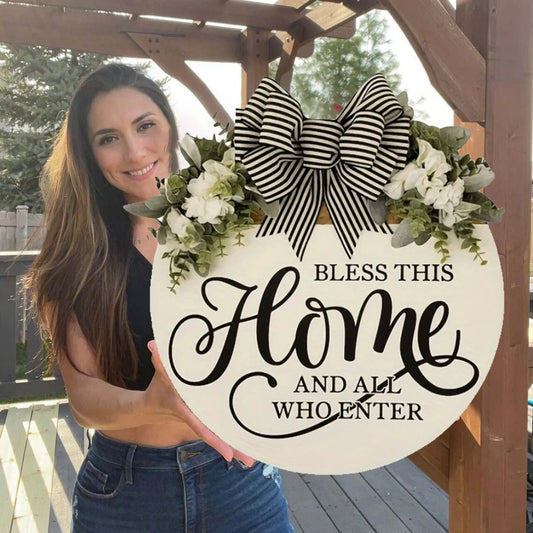 Pring Round Wood Door Wreaths/Colors-Floral/White/Khaki
