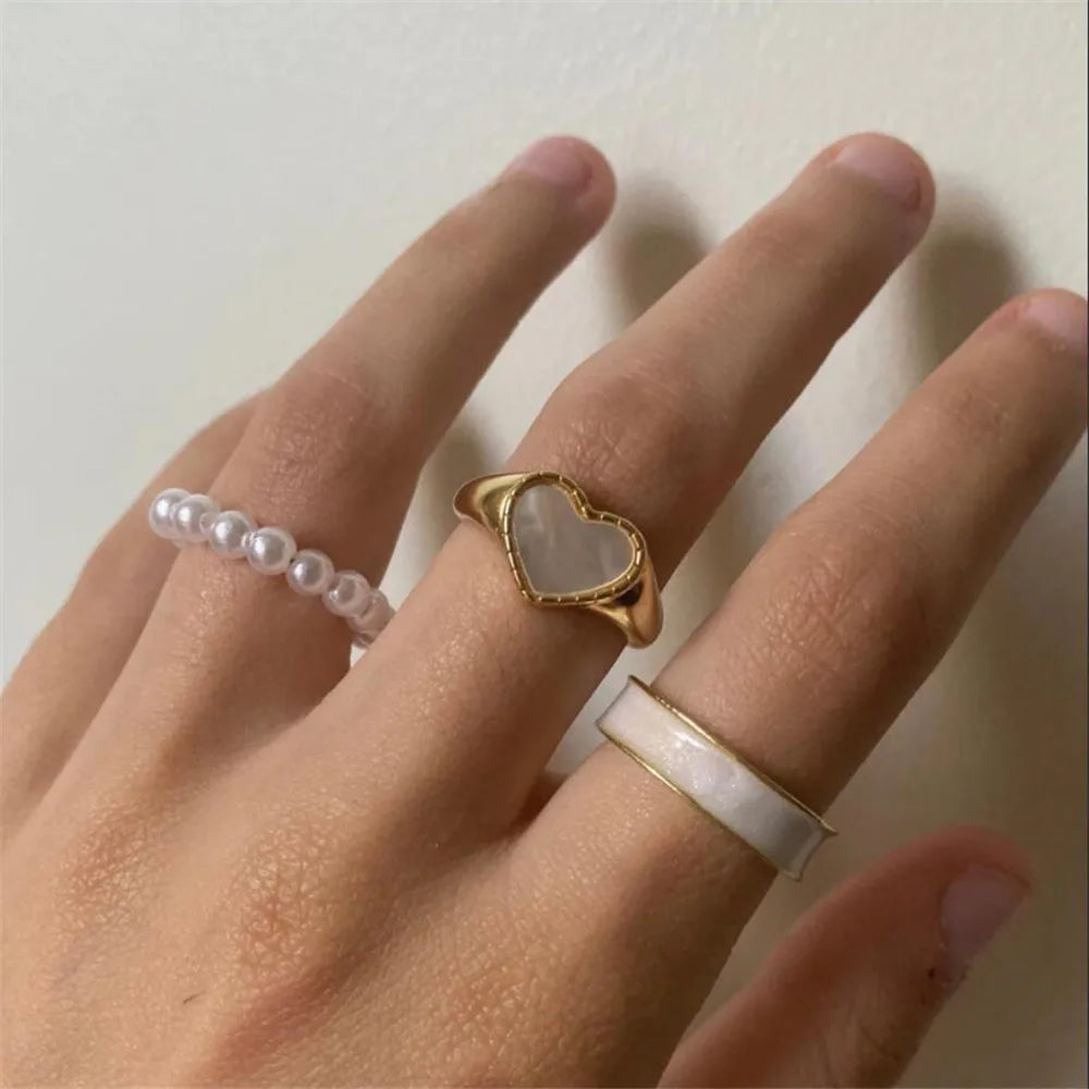 No-EN-Name-Null Adult Women Fine Imitation ONE SIZE Aluminum Metal Multicolor Geometric Couples Stackable Wedding Bands Dripping Oil Design Decorative Rings/Colors-Multicolor/Gold/Floral/Geometric