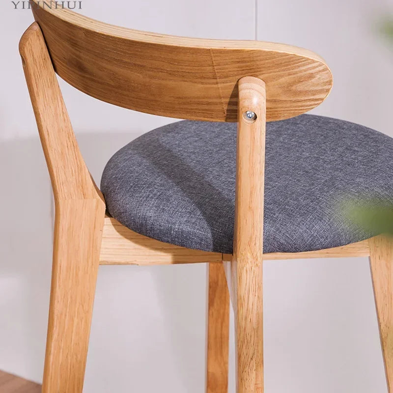 No-EN-Name-Null Modern Upholstered Padded Hard Solid Wood Low Full Curved Backrest Soft Fabric Round Seat Cushion Bar Stools/Colors-Green/Brown/Beige/Gray/Black