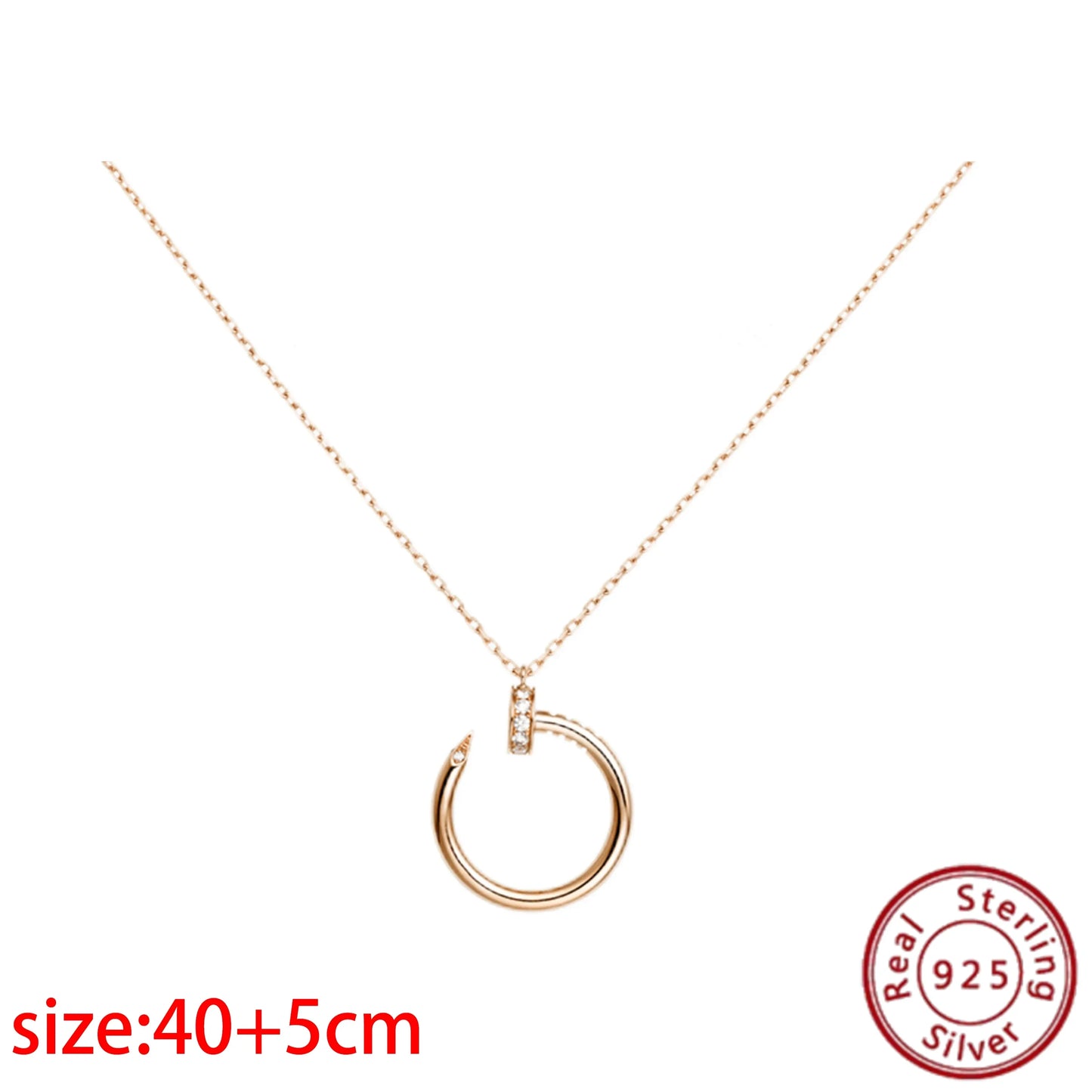 No-EN-Name-Null Adult Women Sterling Silver-Gold Plated Metal Zircon Clear White Diamond Stones Round O-Shaped Fine Imitation Chain Pendant Necklaces/Colors-Gold-Silver/Geometric/Clear/White/Rose Gold