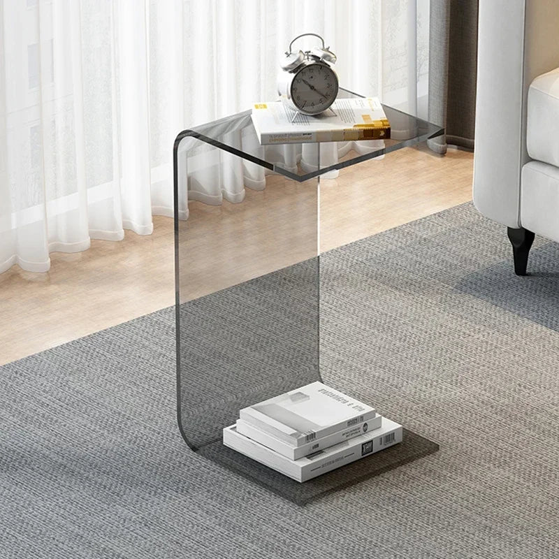 No-EN-Name-Null Modern Morocco Artistic U-Shaped Acrylic Glass Coffee Tables/ Size: 30cm x 30cm x 65cm/Colors-Clear Transparent/Amber/Smoky Gray/Orange
