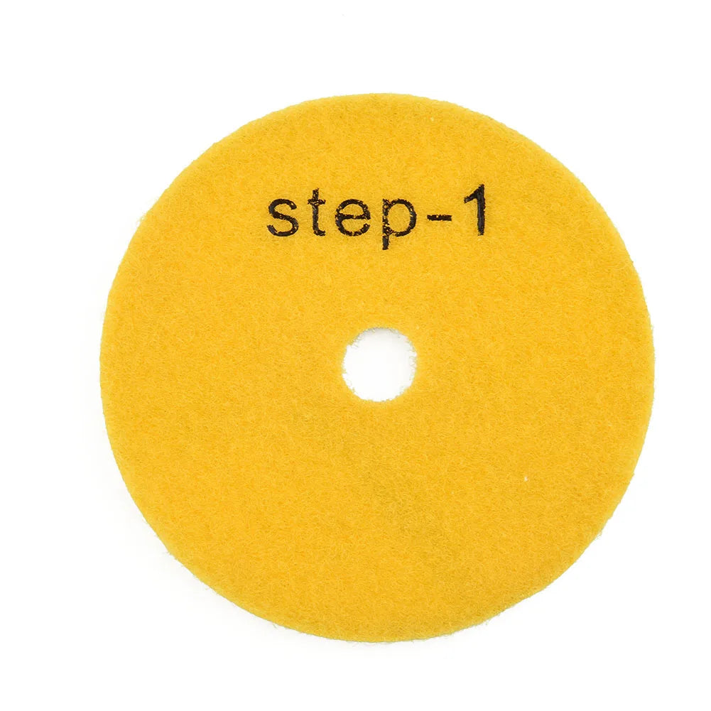 VIBRATITE Wear-Resistant Three-Steps 4 Inch Multicolor Round Shaped Geometric Synthesis Diamond Abrasive Grit Dry-Wet Resin Powder Polishing Pads