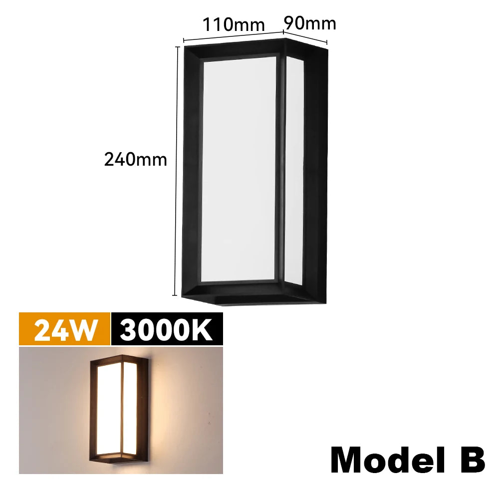 BLUCHEN EBUYBEST Outdoor Black-White Rectangle Shaped Plastic Body Warm White LED Light Anti-Corrosive Pest-Resistant Waterproof Wall-Mounted Porch Lights/Bulbs Included