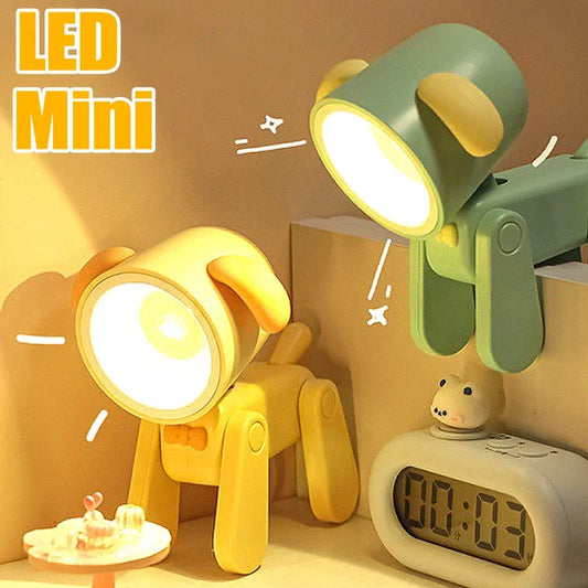 Kids Indoor PVC LED Warm Yellow Light Folding Cute Little Deer-Puppy Mini Shape Portable Nightlights/Colors-Blue/Green/Pink/Beige/Orange/Yellow/Bulbs Included/3-Button Batteries