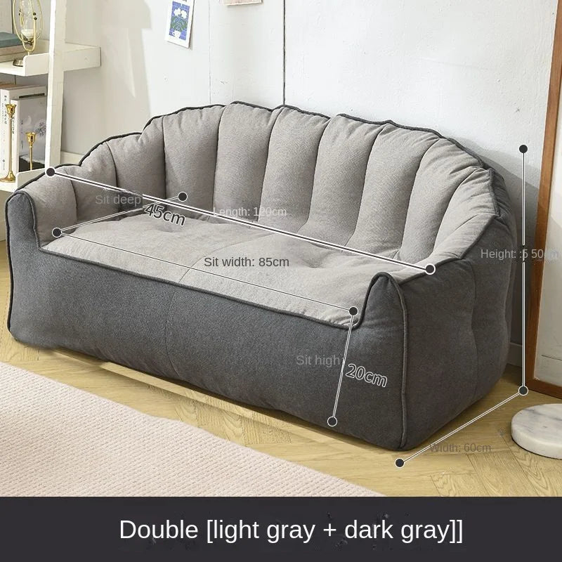ZISIZ Modern White-Dark Gray Q-Bomb 3D Rebound Uniform Support Upholstered Padded Soft Fluffy Snow Velvet Fabric Removable Washable Lazy Lightweight Double Seats Side Pocket Bean Bag Chair Sofas/Colors-Gray/Beige/White/Striped/Yellow/Geometric
