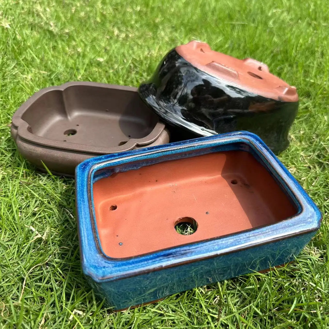 No-EN-Name-Null Multiple Shapes Small-Medium-Size Ceramic Handmade Purple Sand Bonsai Desktop Corrosion-Resistant Flowerpots Planters /Colors-Purple/Brown/Blue/Black/Multicolor