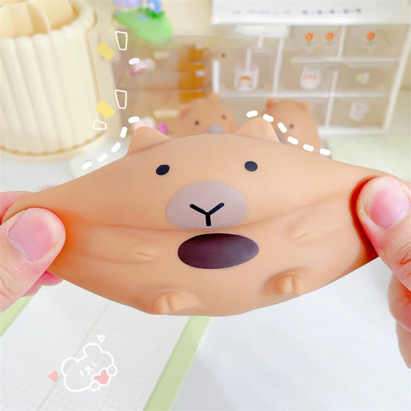 No-EN-Name-Null Adults Handheld Small Foam Synthetic Brown Plastic Cute Cartoon Capybara Mochi Animal Pinching Squishy Slow Rebound Anxiety-Stress Reliever Executive Toys/ Ages: 13-18 Years Old-Adults /Colors-Brown/Beige/Black/White/Yellow/Purple/Animals