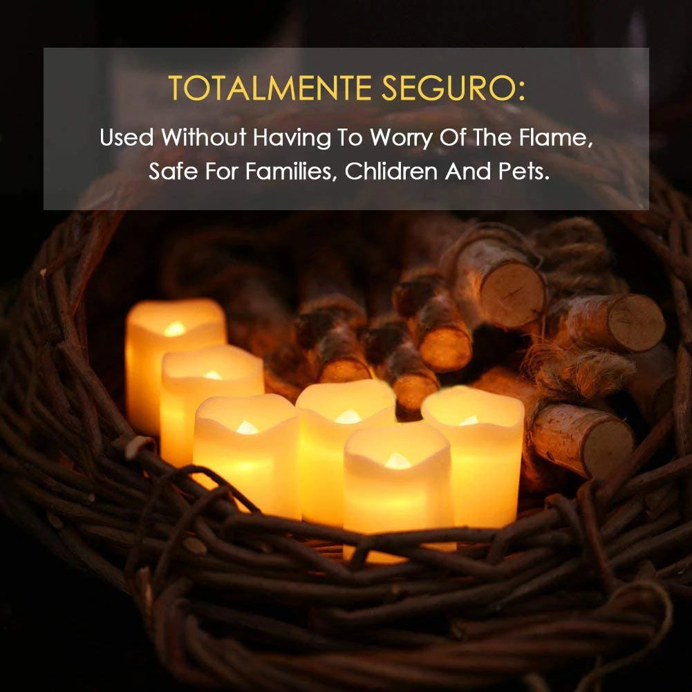 LAZZ HARR Indoor 24 PCS Warm Yellow LED Electronic Small Round White Plastic Tea Light Flameless Candles/Colors-White/Yellow/3-AG10 Button Batteries (Recyclable) Not Included/Colors-White/Yellow
