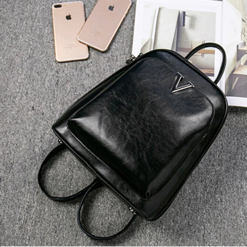 HAOSHUAI Women Lightweight Softback Oil Wax Brown Cowhide Leather Cross Body Adjustable Shoulder Strap-Handle Double Zippers Polyester Lining Built-In Compartment External Pockets Backpacks/Colors-Green/Black/Brown/Protective Sleeve