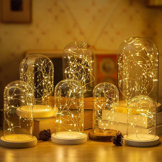 MagiDeal Clear Display Case Glass Dome-Wood Base