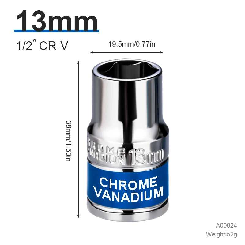 NIUXIANG Blue-Silver Chrome-Plated Steel Deep Impact Anti-Slip Card Slot Design 1/2 Hex Drive Socket Sets