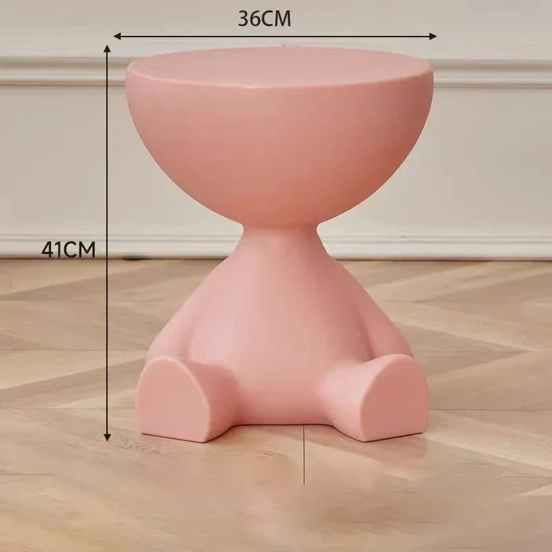 No-EN-Name-Null Modern Small Round Hard Plastic Tatami Flathead Little People Sitting Down  Coffee Tables/Colors-Light Terracotta/Dark Terracotta/ Light Beige/White/Cream/Gray/Pink/Black