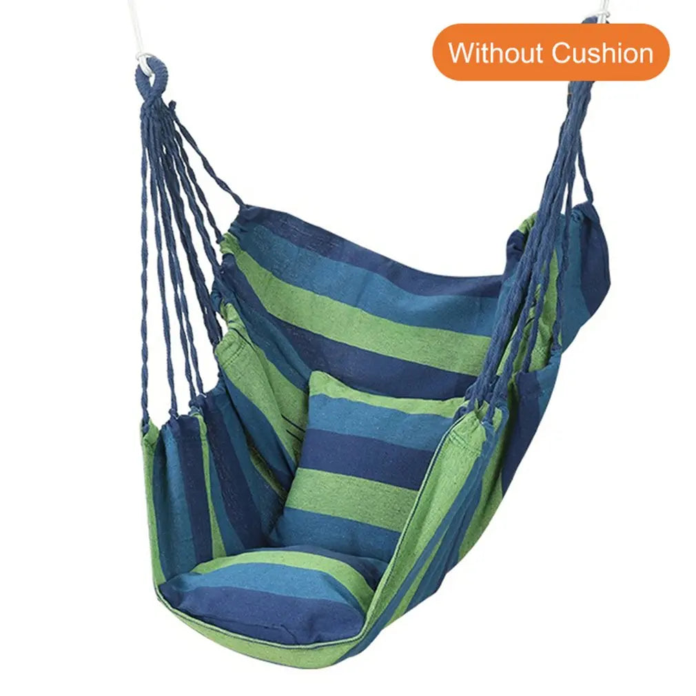 No-EN-Name-Null Outdoor-Indoor One Person Striped Black-Gray Canvas Fabric Hanging Swinging Hammock Chairs