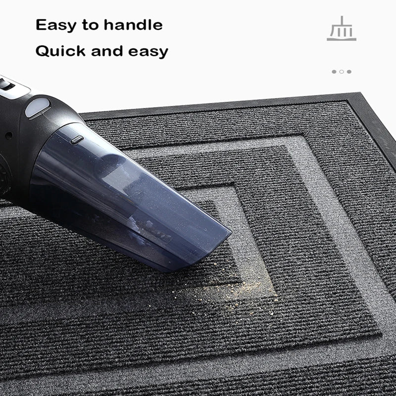 JINLVYI Indoor-Outdoor Waterproof Solid Colored Black-Gray Rectangle Shaped Large Size Polyester Fabric Body Non-Slip Synthetic Rubber Base Flatweave Doormats/Colors-Black Gray/Rice Brown/Blue
