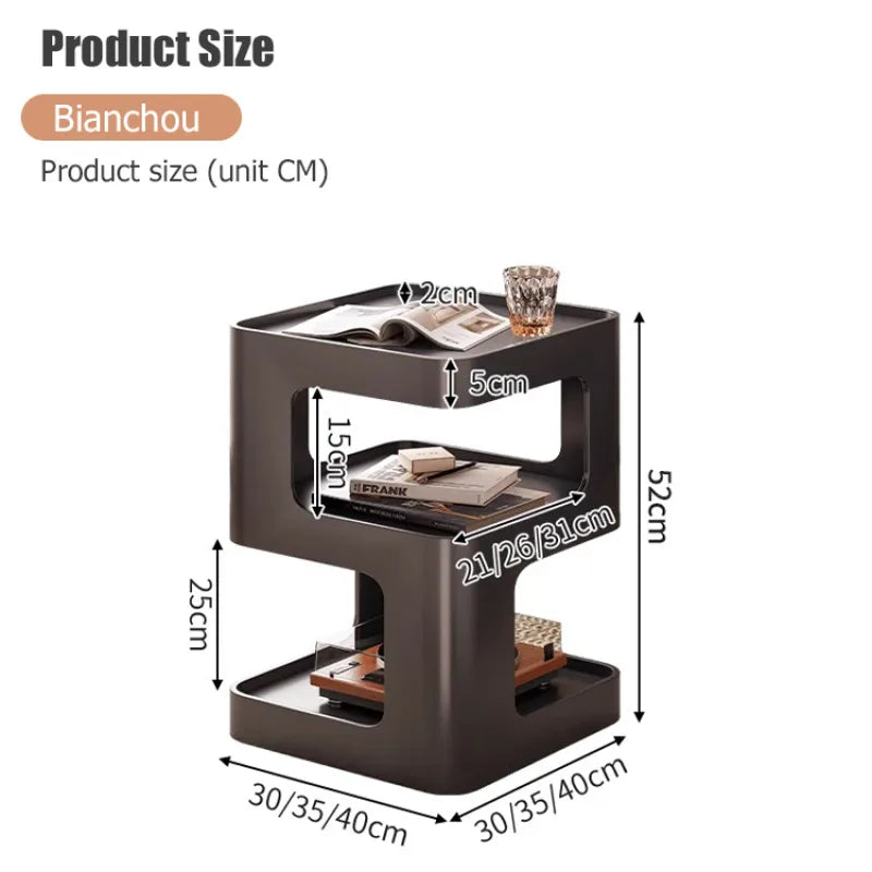 Modern Hallow-Out 2 Tier Super Heavy Duty White Plastic Square Shaped Curved Corners End Tables/Colors-Green/Black/White/ Size: 35cm x 35cm x 45cm