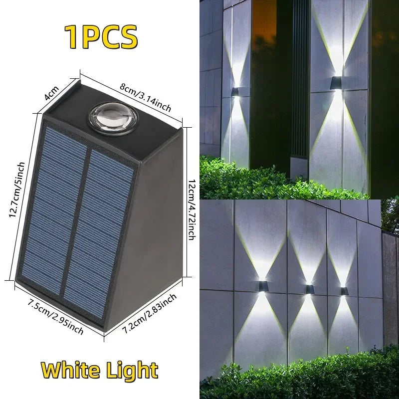 IEEYEEY Modern Waterproof Up-Down Warm-Cool White LED Square-Cone Black Plastic Body Dimmable Solar-Powered Landscape Pathway Lights/Colors-Black/White/Yellow/Gray/Blue/Multicolor