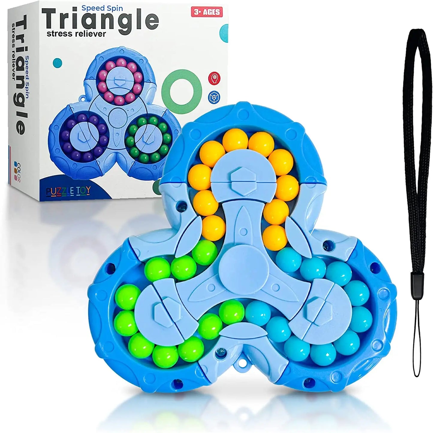 No-EN-Name-Null Teens-Adults Non-Toxic Multicolor Plastic Triangle Shaped Fidget Speed Spinner Six-Sided Rotating Magical Beans Inside Handheld Fingertip Puzzle Early Education Activity Toys/Colors-Blue/Orange/Pink/Multicolor/Ages: 13-18 Years Old-Adults