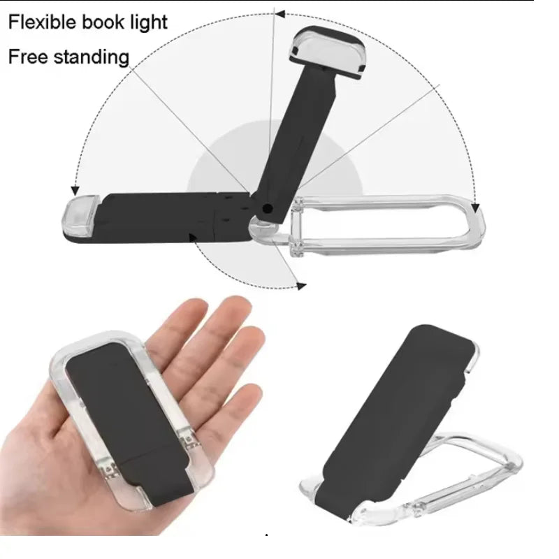 OSITE SKY Mini White Rectangle Shaped Plastic Body Cool-Warm White LED Bookmark Light Nine Modes Lightweight Foldable Free Standing Flexible USB Rechargeable Book Lights