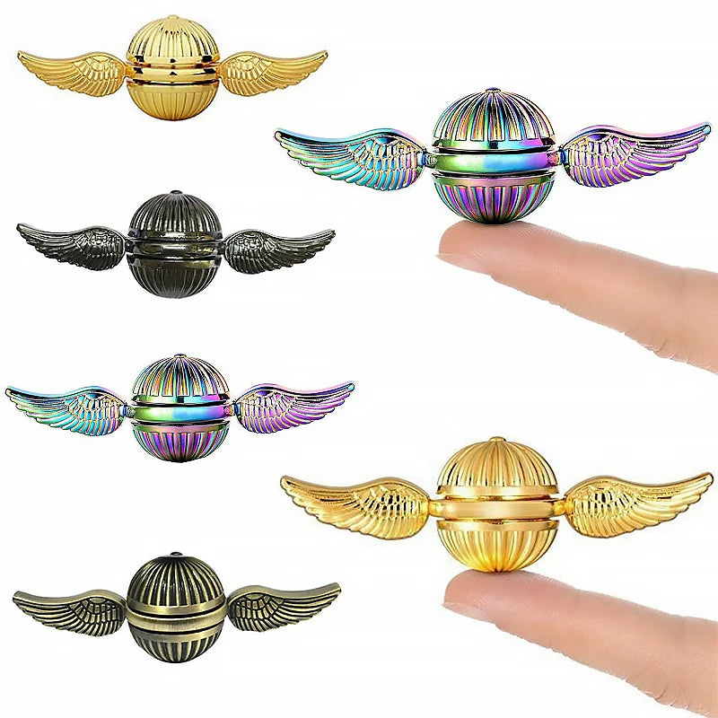 QUICK PUSH Kids Handheld Black Metal Alloy Fingertip Hand-Eye Balancing Gyroscope Fidget Anti-Stress Magic Spinning Tops/ Colors-Geometric/Gold/Bronze/Black/Multicolor/Ages: 13-18 Years Old-Adults
