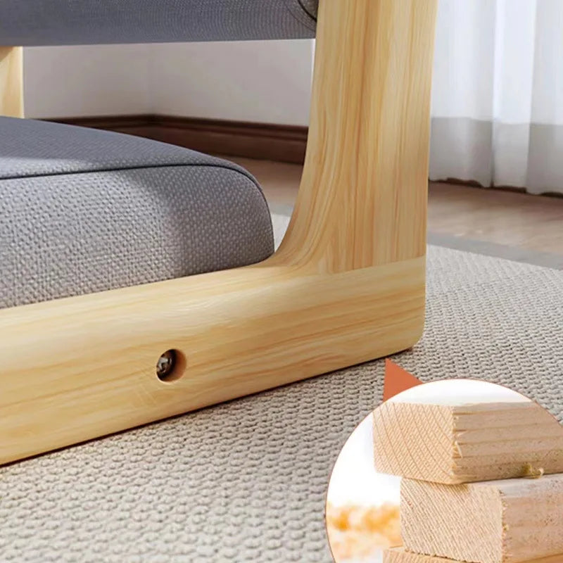 No-EN-Name-Null Modern Wood Frame Beige Backrest-Seat Cushion Armless Chaises