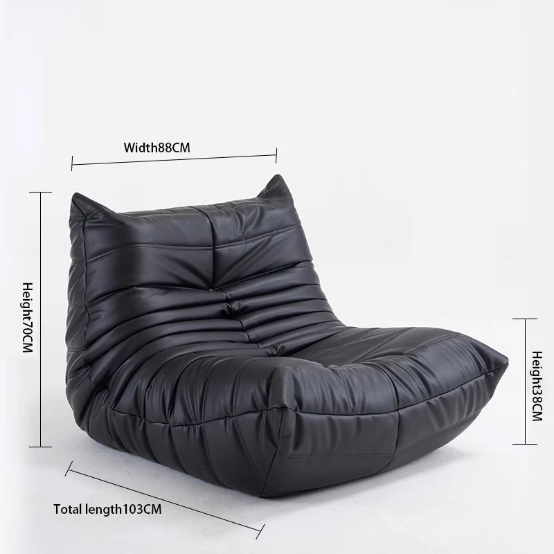 No-EN-Name-Null Modern Armless Soft Plush Orange Upholstered Padded Faux Synthetic Leather Fabric Cushions Caterpillar Bean Bag Chairs/Colors-Orange/White/Black/Blue/Pink/Gray