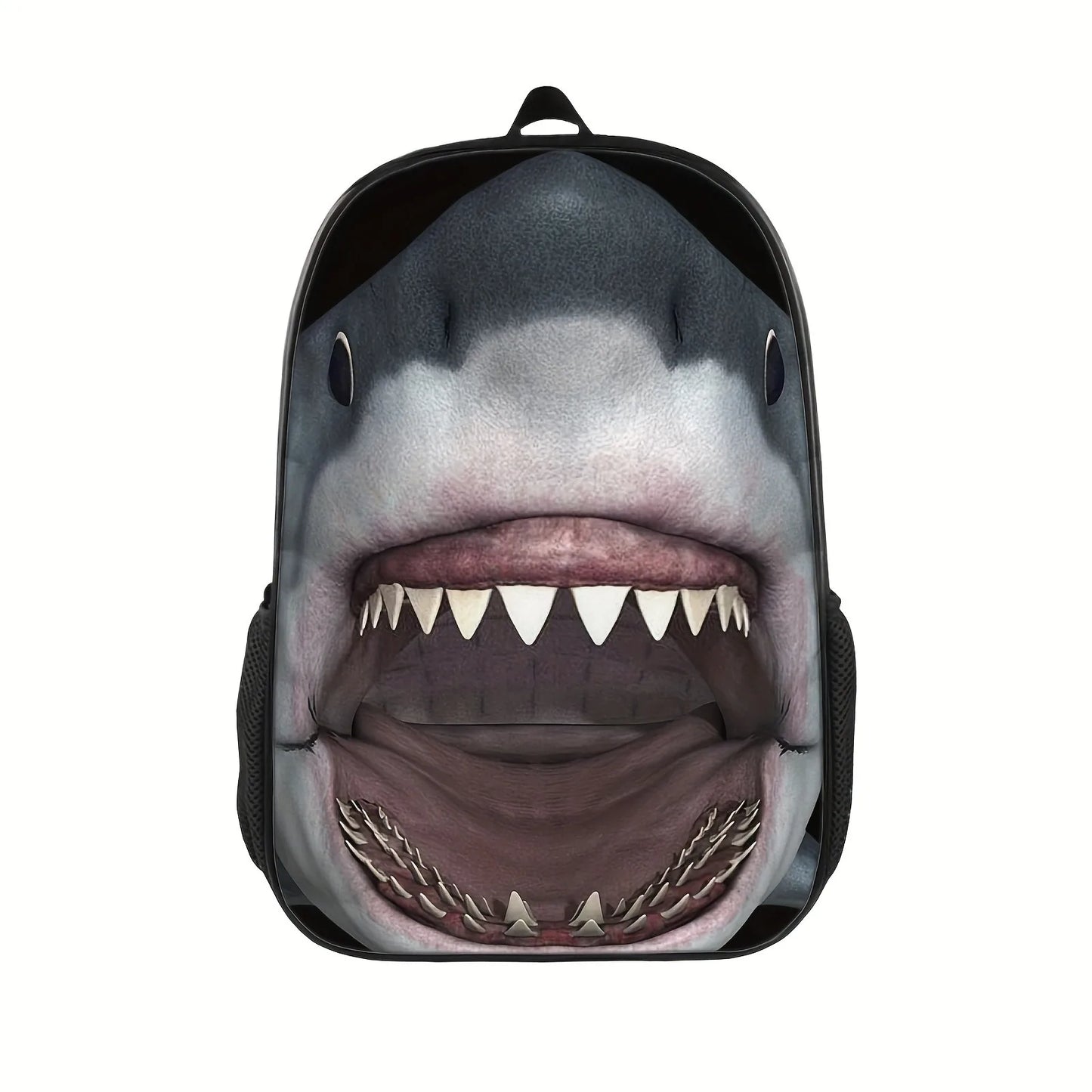 BRENDY Kids 3D Cartoon Printed Wild Animals-Cartilaginous Fish Design Zippers External Pockets Resin Mesh Softback Polyester Fabric Wide Shoulder Straps-Handle Built-In Laptop Compartment School Backpacks