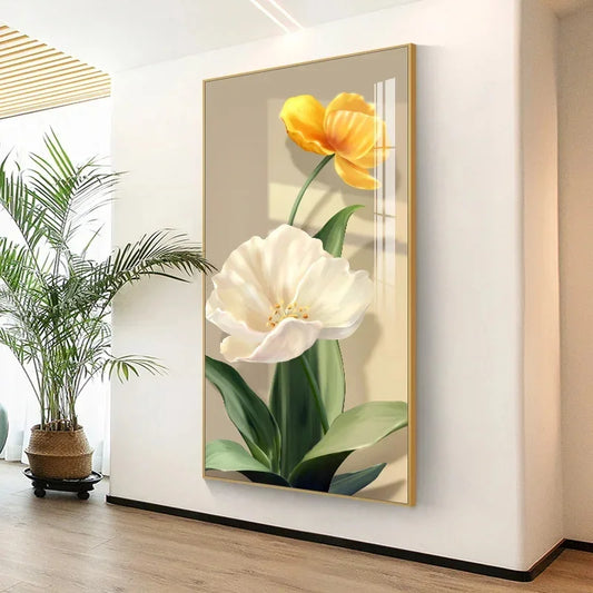 HALFLEMART Vintage Unframed Canvas Waterproof Ink Rectangle Shaped Realistic Natural Flowers Floral Prints/ 6 Different Sizes