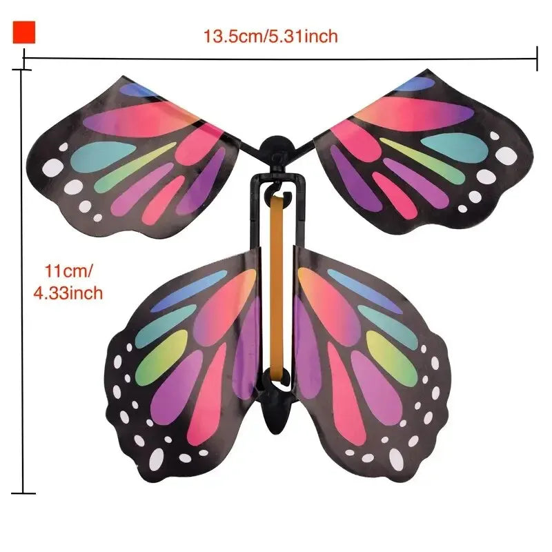 No-EN-Name-Null Kids 10 PCS Plastic Floral Multicolor Dots Funny Wind-Up Rubber Band Flying Butterflies Books Educational Toys /Ages: 3 Years Old-Older