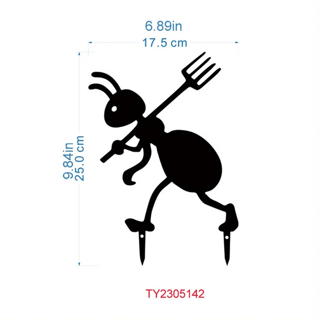 NULL Outdoor Art Deco Black Iron Metal Mounting Ants Working Grass Lawn Garden Sculpture Ornaments