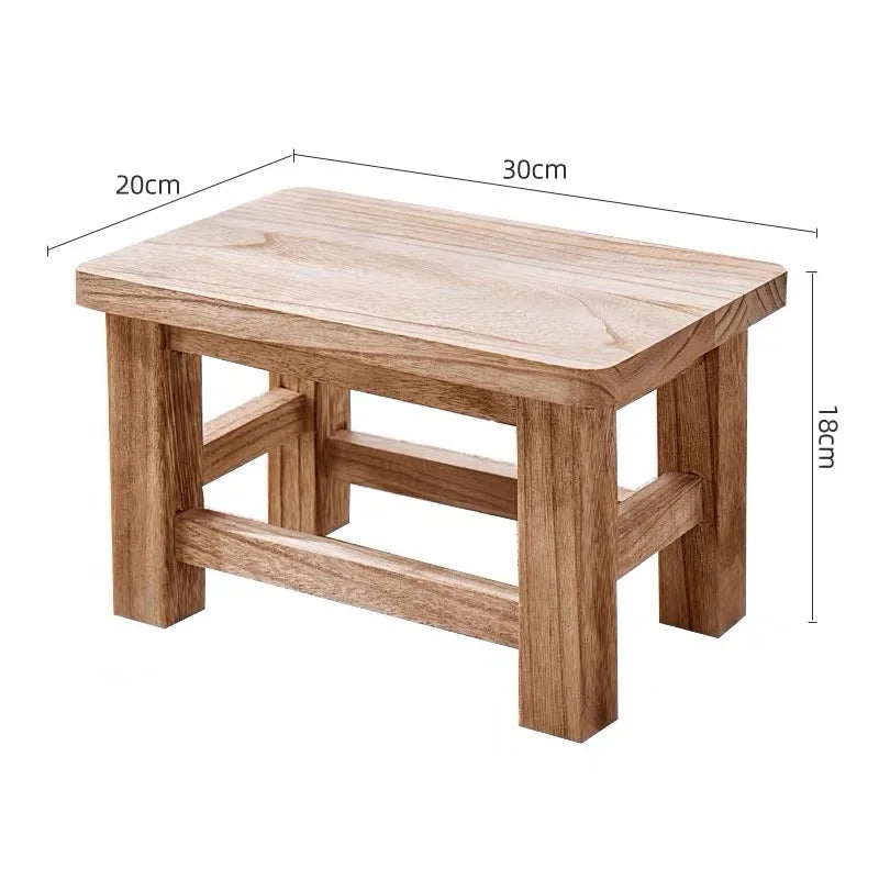 No-EN-Name-Null Modern Backless Rectangle Shaped Hard Flat Top Brown-Beige Solid Wood Ottomans