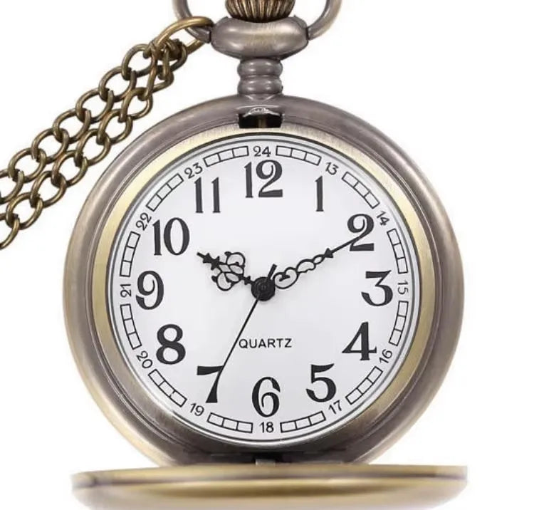 No-EN-Name-Null Classic Antique Quartz Metal Alloy Glass Face Silver Round Shaped Case Shiny Retro Double-Sided LOVERS Shiny Chain-Pocket Watches/Colors-Black/Gold/Silver/Bronze