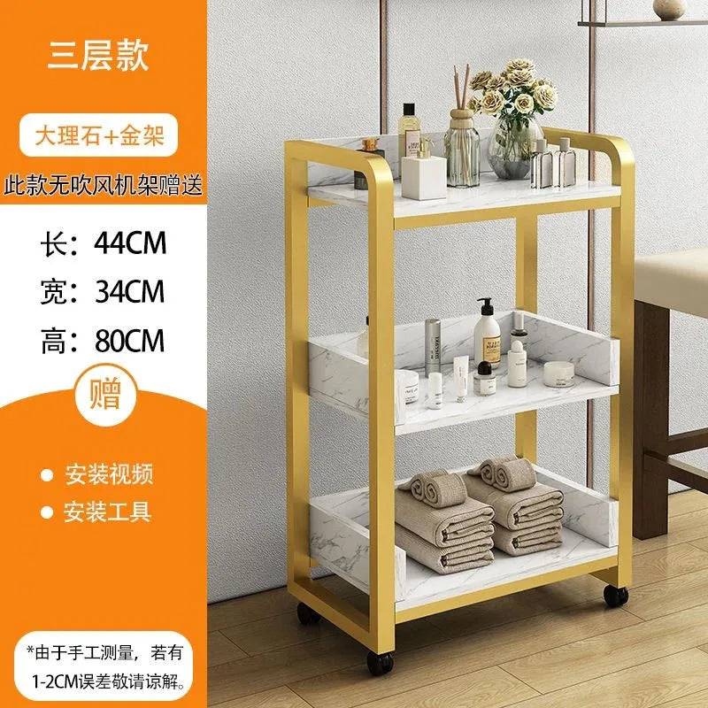DUTRIEUX Modern White One-Storage Cabinet-Lockers Gold Iron Metal Frame Two Sliding Doors Four Black Plastic Wheel Trolley Carts/Colors-Gold/Brown/Black/White