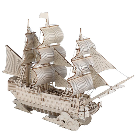 194-PCS Unisex 3D Wooden HMS Military Victory Ship Puzzle Model Kits/Ages 6-12+ Years Old/Colors-Beige/White/Gray/Blue/Black