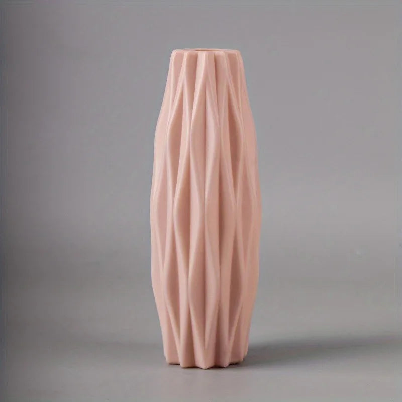 Round Tall Imitation Ceramic Diamond Plastic Vases/Colors-White/Pink/Green