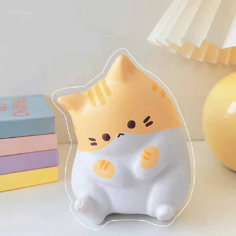 GJCUTE Creative Yellow-Gray Plastic Cute Cartoon Cat Animal Stress-Anxiety Relieving Slow Rebound Squishy Squeeze Executive Toys/Colors-White/Gray/Yellow/Stripped/Ages: 13-18 + Years Old