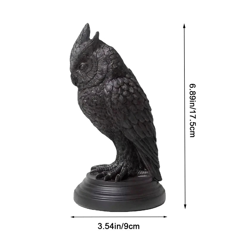 WHISM Classic Halloween Black Gothic Crow-Owl Bird Shaped Resin Candlestick Holder