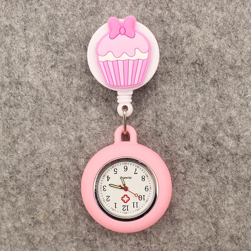 MINISO Adults Waterproof Quartz Round Red-Black Rubber Cover Metal Acrylic Case-Face Arabic Numeral Cute Cartoon Couples Minnie-Mickey Mouse-Daffy-Daisy Duck Clip-On Fob Pocket Watches/Colors-Gray/Orange/Gold/Green/Pink/Black/Brown/Blue