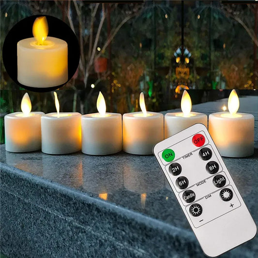 4-12 PCS Set Beige LED Realistic Plastic Flameless Electronic Moving Wick Round Pillar Candles/Including CR2032 Button Battery Each Candle /Battery Life: About 24-48 hours