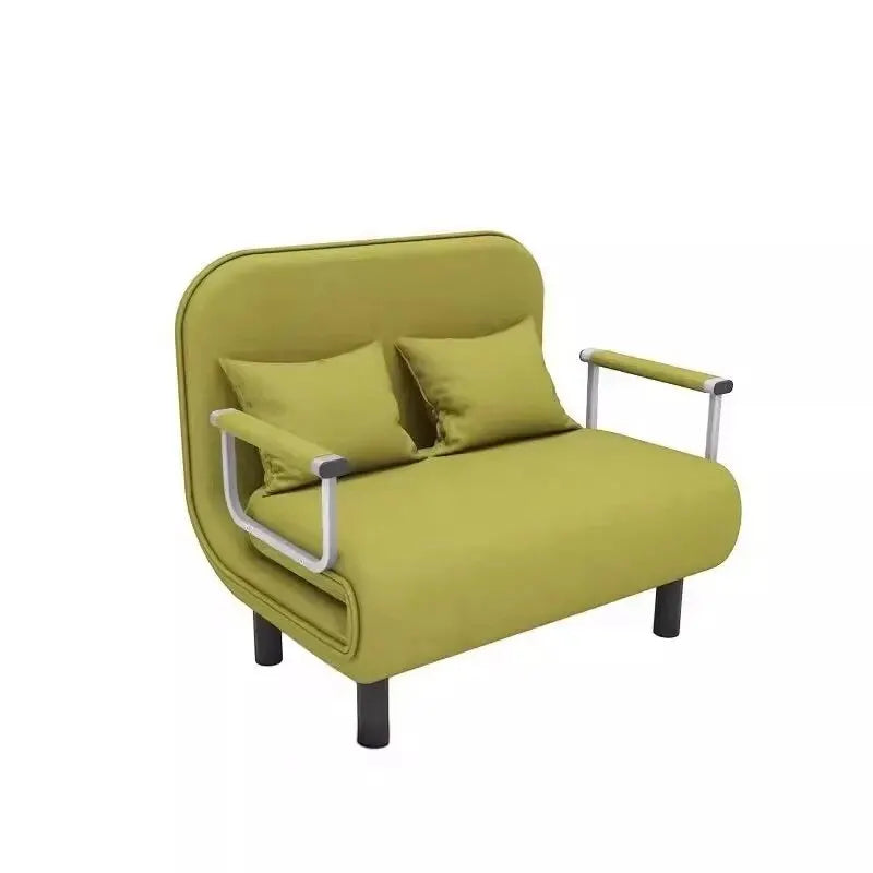 No-EN-Name-Null Modern Washable Foldable Green Soft Foam Sponge Filling Hemp Fabric Detachable Cotton-Linen Seat Cover Sofa Bed Futons/Size: 190 x100 x 82cm