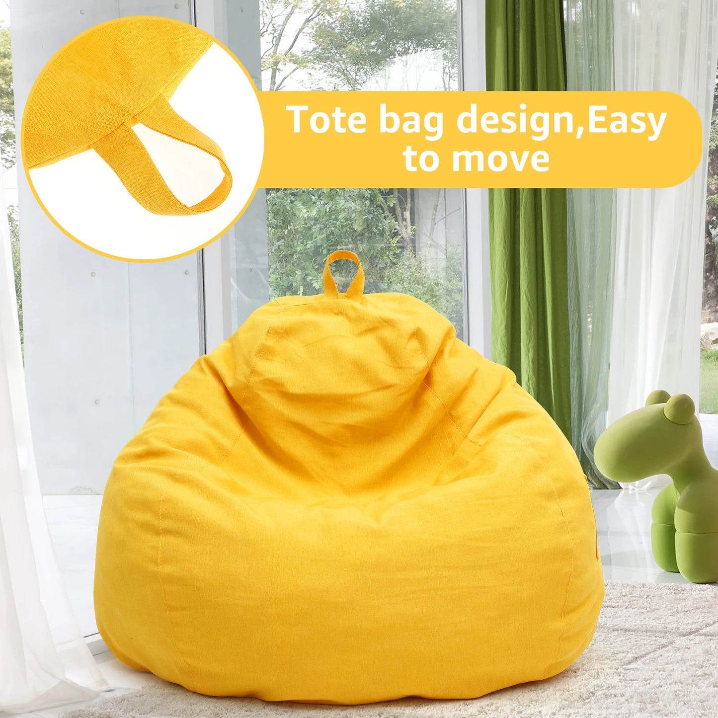 No-EN-Name-Null Soft Comfortable Upholstered PS Polyester Fabric Large Bean Bag COVERS / NO FILLING /Colors-Yellow/Blue/Gray /Purple