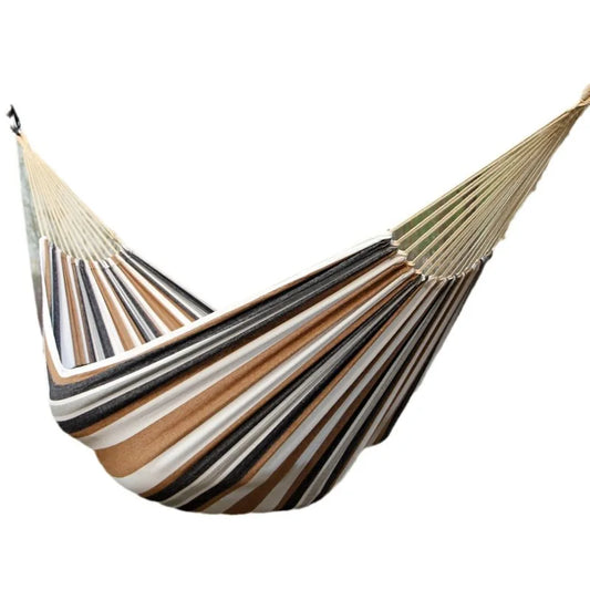 No-EN-Name-Null Outdoor-Indoor Canvas Fabric One Person Thicken Striped Hammocks /Colors-Coffee/Blue/Red/Load Bearing 200 Weight 650