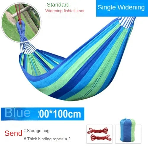 No-EN-Name-Null Outdoor-Indoor Canvas Fabric One Person Thicken Striped Hammocks /Colors-Coffee/Blue/Red/Load Bearing 200 Weight 650