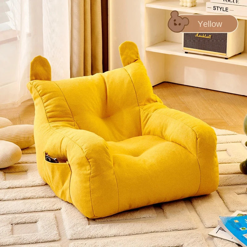 OLEVO Kids Modern U-Shaped Combination Cute Bear Soft Imitation Hemp Linen-Cotton Breathable Velvet Fabric Safe EPS Particles Deep Play Sofa/Colors-Green, Yellow, White/Size-38x38x35cm or Dimensions: 43x43x40cm