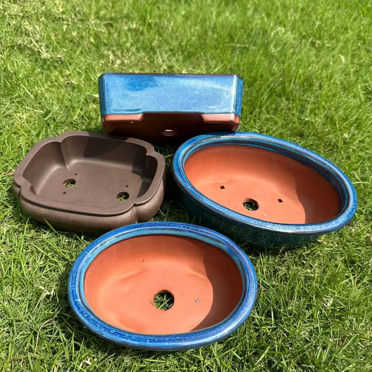 No-EN-Name-Null Multiple Shapes Small-Medium-Size Ceramic Handmade Purple Sand Bonsai Desktop Corrosion-Resistant Flowerpots Planters /Colors-Purple/Brown/Blue/Black/Multicolor