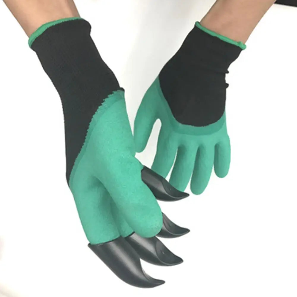 No-EN-Name-Null Outdoor Adults Waterproof Green Removable Black 8 Plastic Claw Tips Puncture Resistant Elbow Length Cotton Digging Gloves Gardening Accessories /Colors-Green/Purple/Black/White/Multicolor