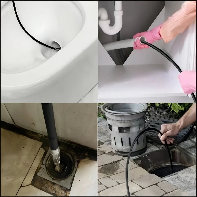 DUTRIEUX Outdoor Black High-Pressure Cleaning Non-Twisting Detachable Brass-Aluminum Alloy Connectors White Plastic Silver Stainless Steel Nozzles Sewer Drainage Cleaning Air Pneumatic Hoses